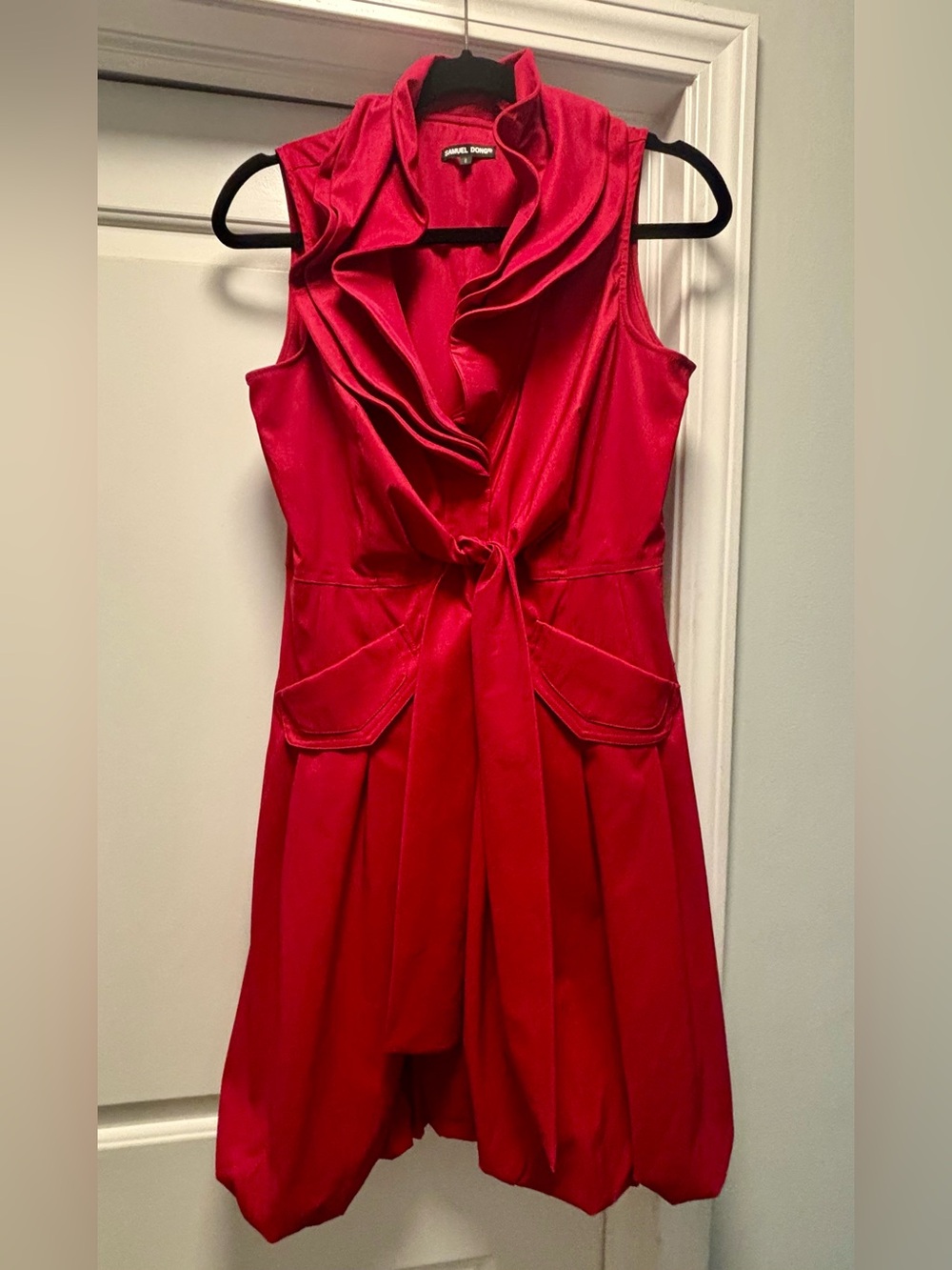 Samuel Dong Sleeveless Dress with Removable Ruffle Neckline